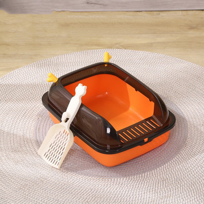 Kassiliivakast, poolkinnine liivakastikast kassidele, plastist lemmikloomakäimla PP vaiguga kõrge külje pritsmevastane sõelumiskast