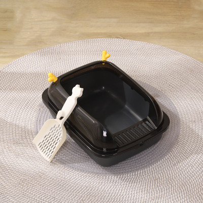 Kassiliivakast, poolkinnine liivakastikast kassidele, plastist lemmikloomakäimla PP vaiguga kõrge külje pritsmevastane sõelumiskast