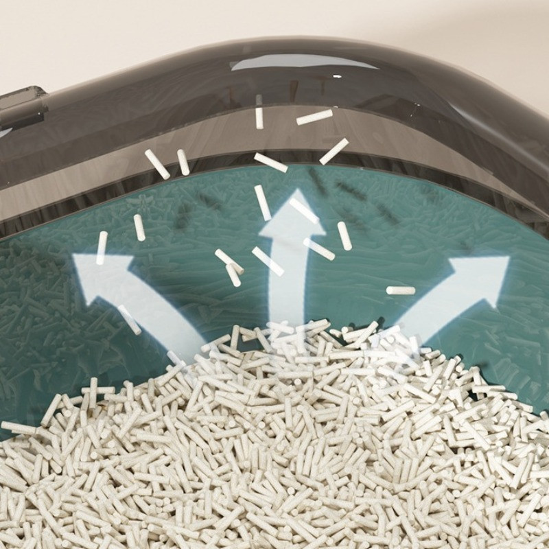 Kassiliivakast, poolkinnine liivakastikast kassidele, plastist lemmikloomakäimla PP vaiguga kõrge külje pritsmevastane sõelumiskast