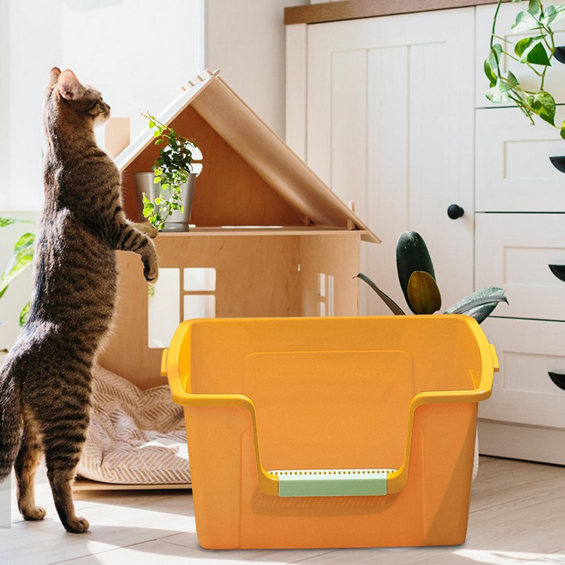 Kutija za mačji pijesak Potty Extra Large Sand Box Container Durable Kitty Litter Pan Yellow