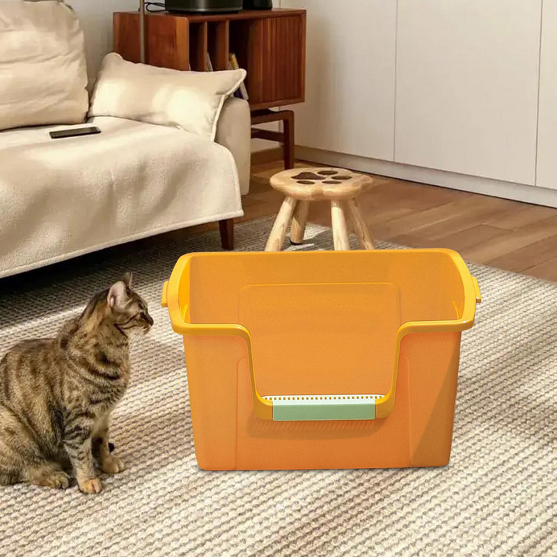 Kutija za mačji pijesak Potty Extra Large Sand Box Container Durable Kitty Litter Pan Yellow