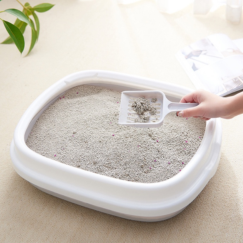 Avatud kassiliivakast, suure mahutavusega pritsmevastane koerakäimla lemmiklooma tualett-kassipoegade kandik koos lusikaga voodipanni puhastusvanni tarvikutega