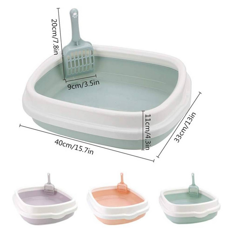 Avatud kassiliivakast, suure mahutavusega pritsmevastane koerakäimla lemmiklooma tualett-kassipoegade kandik koos lusikaga voodipanni puhastusvanni tarvikutega