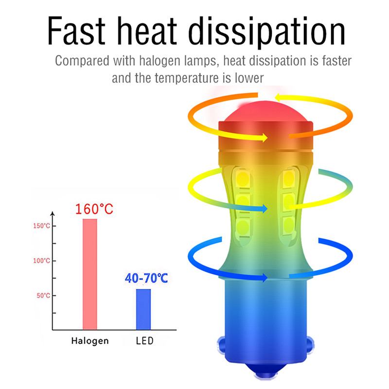 2PCS Canbus P21W led BAY15D BA15S atbulinės eigos žibintai balti 1300Lm automobilio LED lemputės P21/5W posūkio signalas 1156 1157 Ba15D galiniai stabdžių žibintai