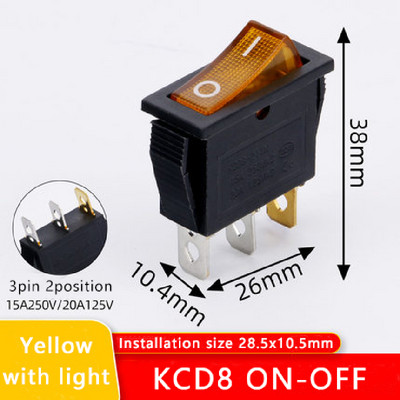 5 komada KCD8 preklopni vodootporni prekidač Marine Power Switch 6 Pin 15A 250V 20A 125V 10A 250V Crveno Zeleno Crno sa svjetlom