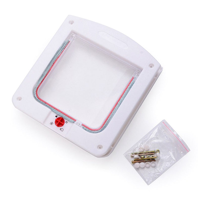 Lemmikloomakassi uks neljasuunalise turvaluku klapiga ABS-plastikust väikese lemmiklooma värava uksekomplekt koerakassidele Kassipoegade lemmikloomatarbed