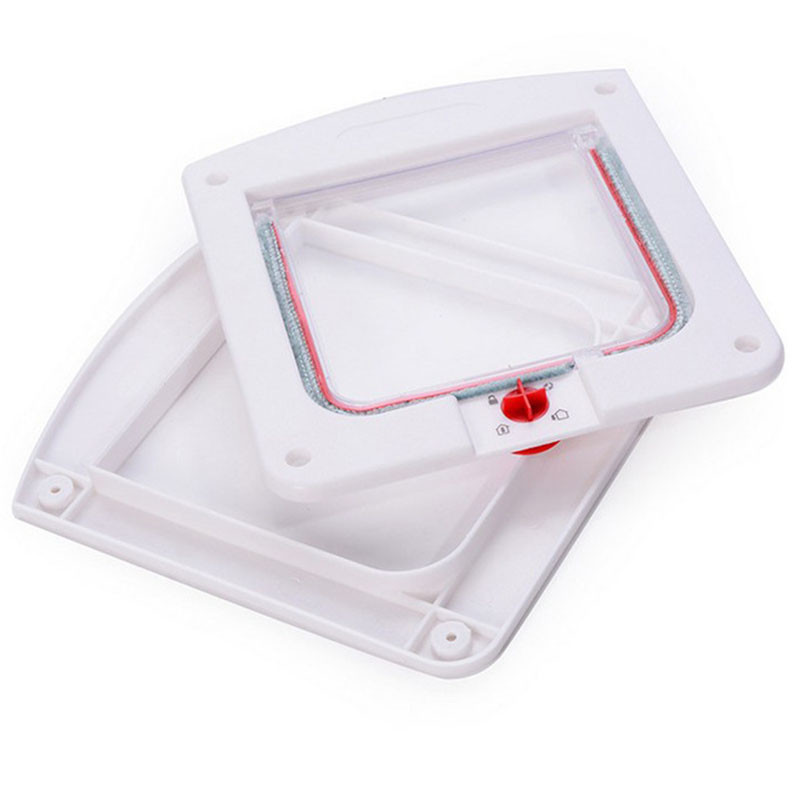 Lemmikloomakassi uks neljasuunalise turvaluku klapiga ABS-plastikust väikese lemmiklooma värava uksekomplekt koerakassidele Kassipoegade lemmikloomatarbed