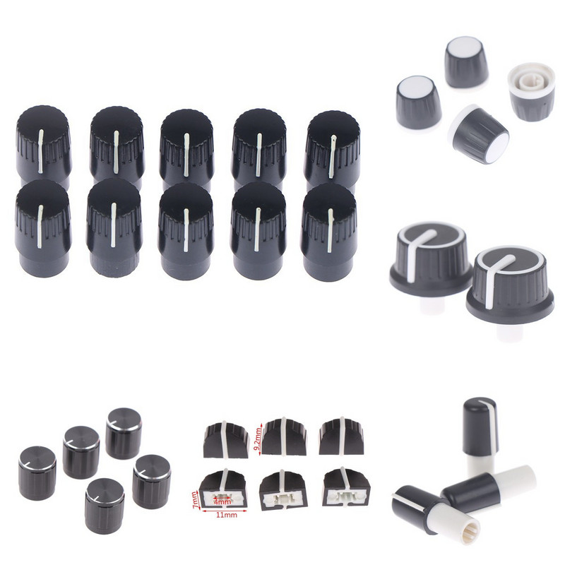 1/5/10 tk Muti-suurused alumiiniumplastist poolvõlli nupu potentsiomeetri pöördkodeerija helitugevuse lüliti nupp