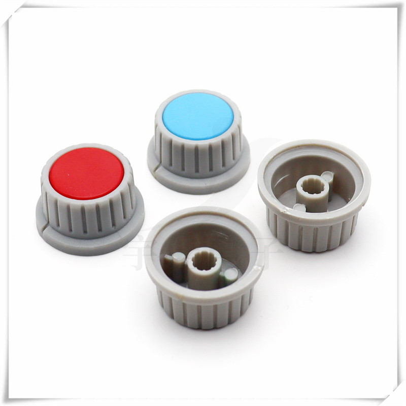 2 tükki plastikust lillevõlli nupu läbimõõt 28 mm kõrgus 15,5 mm potentsiomeetri kodeerija nupp hammasratta kujuga sisemine auk 6 mm