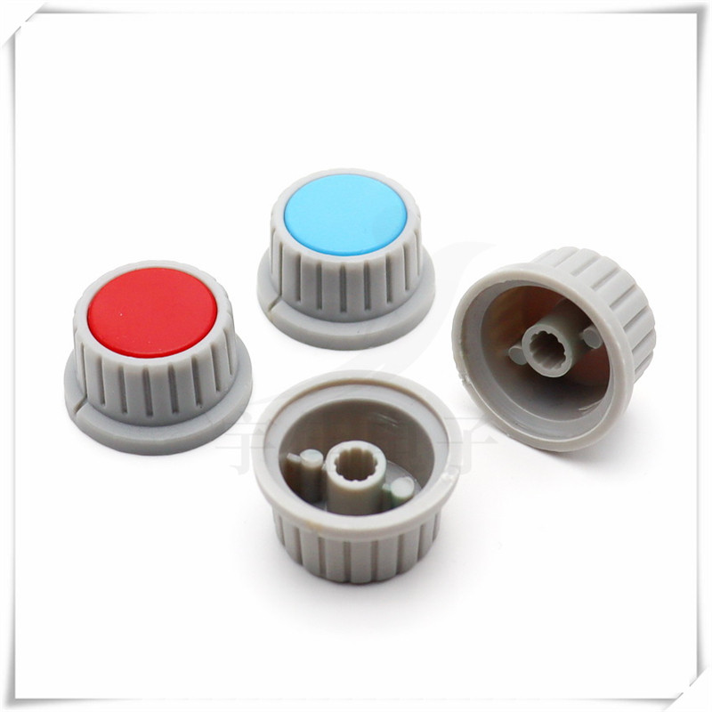 2 tükki plastikust lillevõlli nupu läbimõõt 28 mm kõrgus 15,5 mm potentsiomeetri kodeerija nupp hammasratta kujuga sisemine auk 6 mm