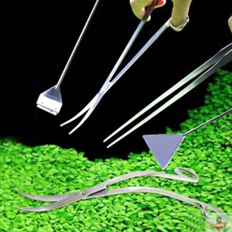 Ανοξείδωτη δεξαμενή προμήθειες φυτά Φτυάρια Ενυδρείο ψαλίδι τσιμπιδάκια καθαριστικό ψαλίδι Hard wave Fish Aquarium Accessories