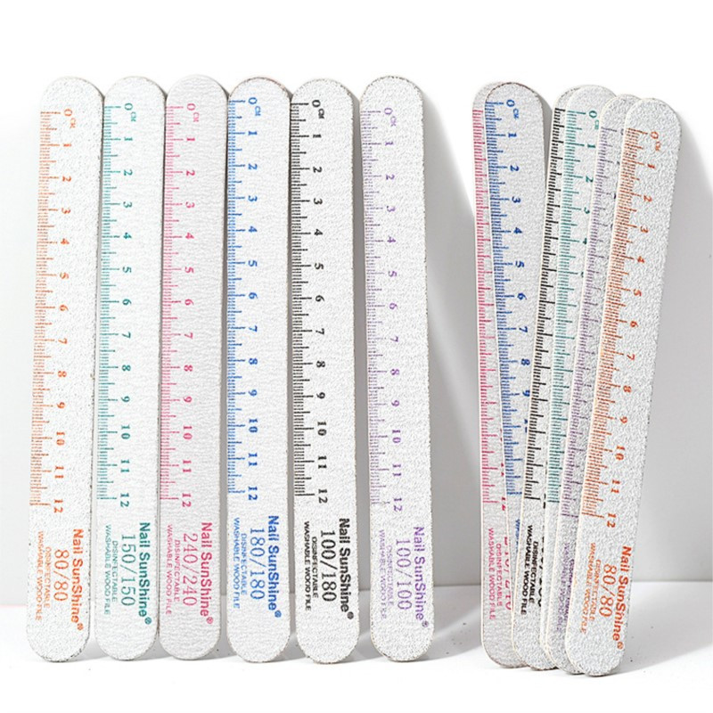 10Pcs/Lot Raznobojno ravnalo Turpije za nokte Brusni papir za drvo Brusni papir za nokte Turpija za nokte Pufer za poliranje Periva limeta a angle Profesionalna manikura