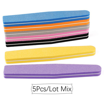 5vnt./stal. Kempininė nagų dildė 100/180 mišrios spalvos šlifavimo buferio putplasčio juostelės poliruoklis plaunamas blokinis manikiūro nagų salono įrankiai