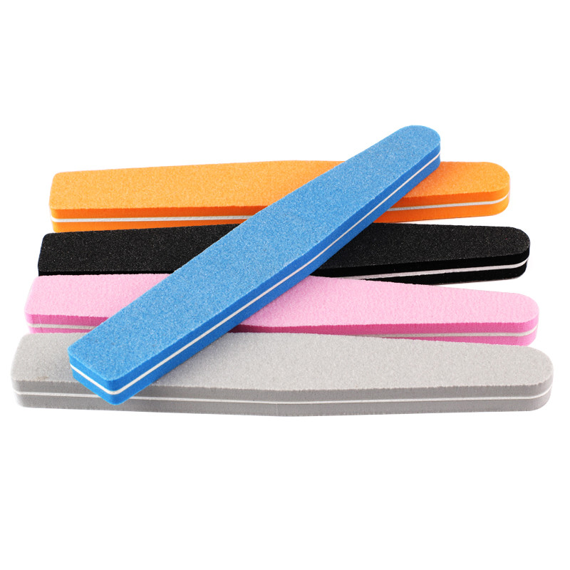 5vnt./stal. Kempininė nagų dildė 100/180 mišrios spalvos šlifavimo buferio putplasčio juostelės poliruoklis plaunamas blokinis manikiūro nagų salono įrankiai