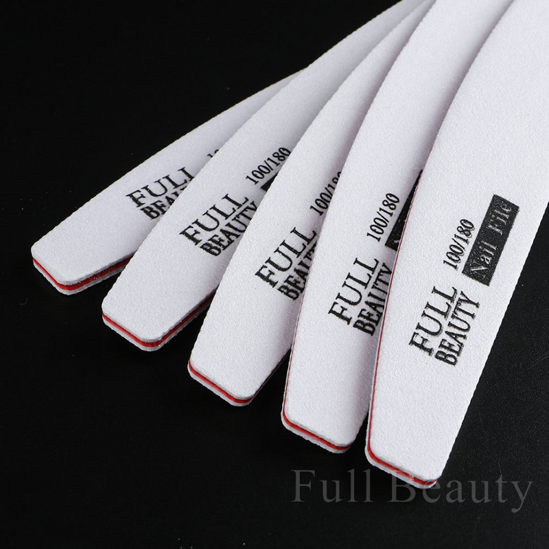 5 tk Professionaalsed küüneviilid Half Moon Double Side 100/180 liivapaberiga trimmer lubjapuhver küünte tarvikud ja tööriistad LA1535