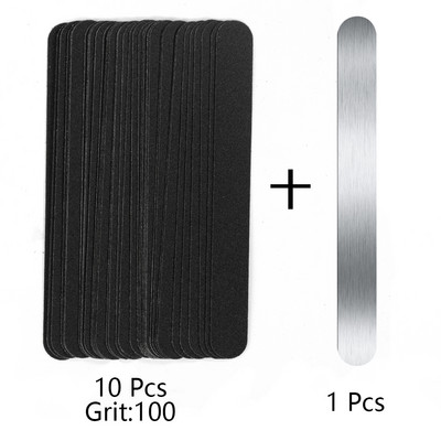 10 komada ravnih štapića, zamjenske turpije za nokte, 100/180/240 brusni papir s metalnom drškom, alati za brušenje, turpije za poliranje, manikura