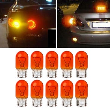 10x T20 7443 7440 Φως σηματοδότησης W21/5W 3800K Λαμπτήρας αλογόνου Διαφανές πορτοκαλί φώτα ημέρας Γυρίστε στοπ Λαμπτήρες DRL πίσω λάμπας φρένων