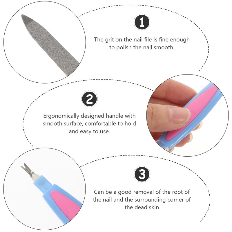 10 kom Turpija za nokte Metalna brusna turpija s dvostrukim vrhom i Trimer za nokte Vilica Alati za manikuru za nokte