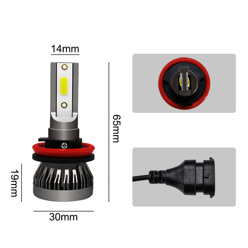 Προβολέας αυτοκινήτου Mini Lamp H7 LED Bulbs H1 LED H8 H11 Headlamps Kit 9005 HB3 9006 HB4 6000k Προβολέας ομίχλης 12V LED 72W 12000LM