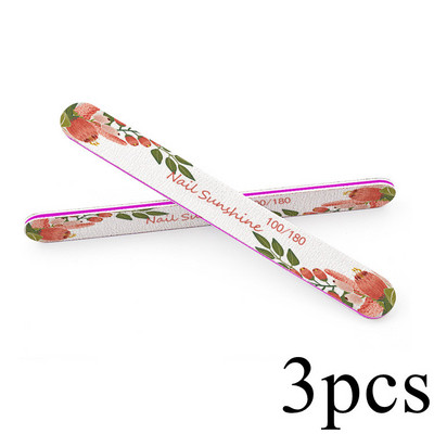 3 tk. Professionaalsed küüneviilid ja puhvrid maniküüri jaoks 100 180 trükitud lillega smirgel tugeva liivapaberiga lihvimistarvikud