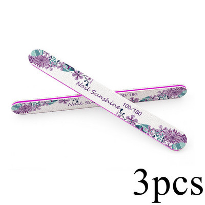 3 tk. Professionaalsed küüneviilid ja puhvrid maniküüri jaoks 100 180 trükitud lillega smirgel tugeva liivapaberiga lihvimistarvikud