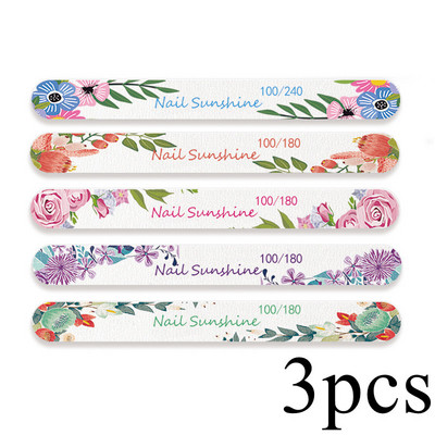 3 tk. Professionaalsed küüneviilid ja puhvrid maniküüri jaoks 100 180 trükitud lillega smirgel tugeva liivapaberiga lihvimistarvikud