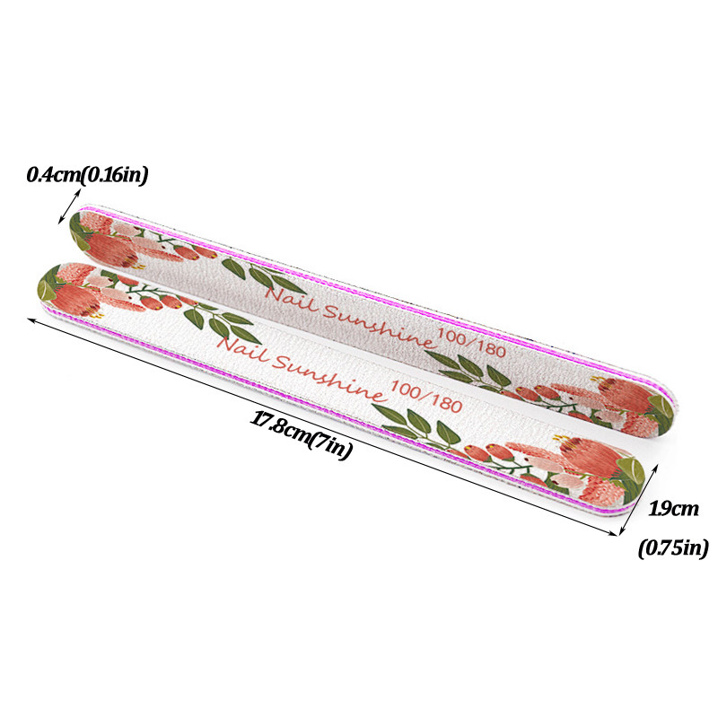 3 tk. Professionaalsed küüneviilid ja puhvrid maniküüri jaoks 100 180 trükitud lillega smirgel tugeva liivapaberiga lihvimistarvikud