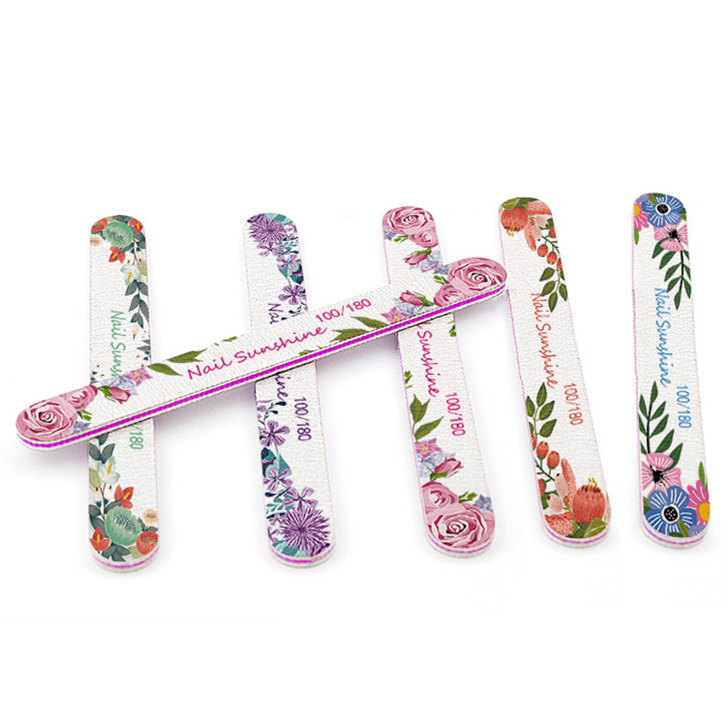 3 tk. Professionaalsed küüneviilid ja puhvrid maniküüri jaoks 100 180 trükitud lillega smirgel tugeva liivapaberiga lihvimistarvikud