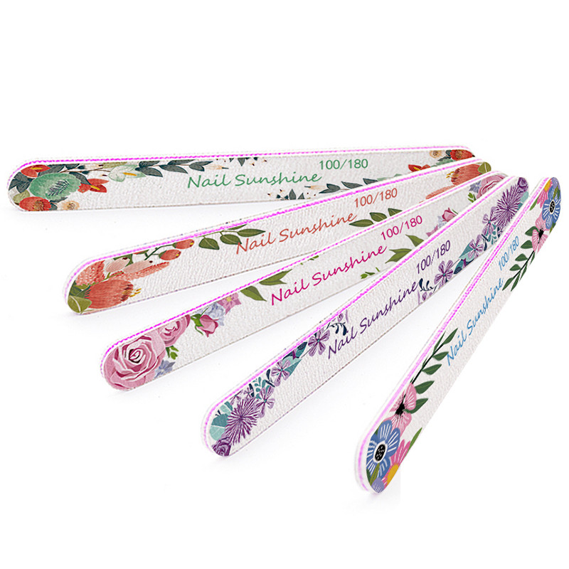 3 tk. Professionaalsed küüneviilid ja puhvrid maniküüri jaoks 100 180 trükitud lillega smirgel tugeva liivapaberiga lihvimistarvikud