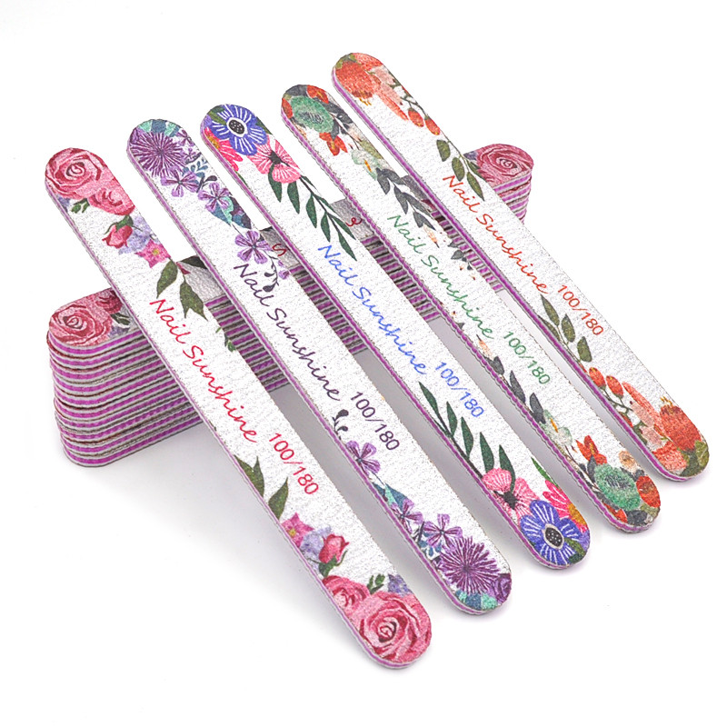3 tk. Professionaalsed küüneviilid ja puhvrid maniküüri jaoks 100 180 trükitud lillega smirgel tugeva liivapaberiga lihvimistarvikud