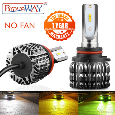 BraveWay без вентилатор 10000LM 12V LED крушки за автомобили Мотоциклети H4 H7 H1 H3 H8 H11 HB3 HB4 9006 H27 Фарове за мъгла H3 LED фарове Авто