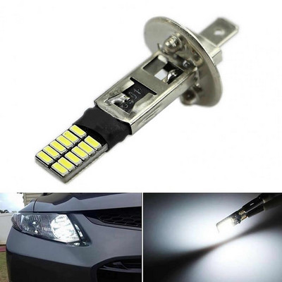 80% Hot Sale 6500K 12V HID Xenon White 24-SMD H1 LED Car Replacement Bulb Headlight Fog Light