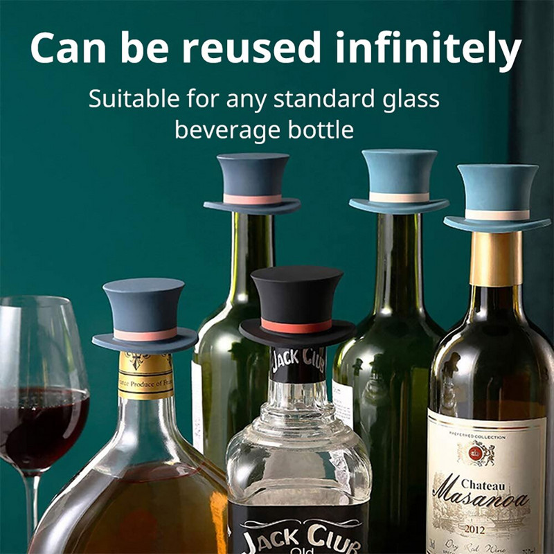 Korduvkasutatav silikoonist veinikorgi kork kork, mütsi kuju vaakumkinnitusega pudeli korgi kate Koduveinipudeli korgiga riba tööriistad