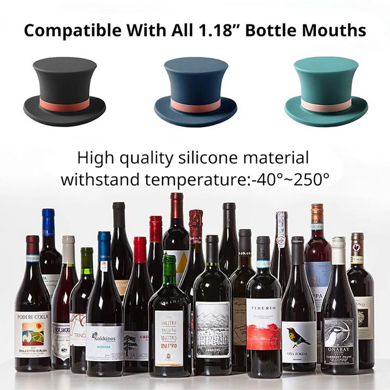 Korduvkasutatav silikoonist veinikorgi kork kork, mütsi kuju vaakumkinnitusega pudeli korgi kate Koduveinipudeli korgiga riba tööriistad