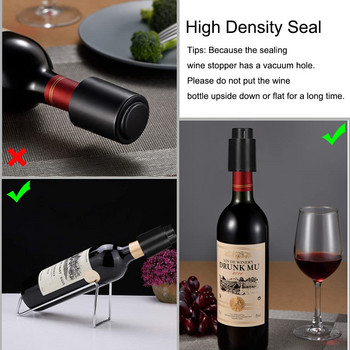 Viboelos Vacuum Πώμα φιάλης κρασιού Σφραγισμένο Πώμα αποθήκευσης Vacuum Memory Wine Stopper Push Style Bar Εργαλεία Barware Wine Cork Μαύρο