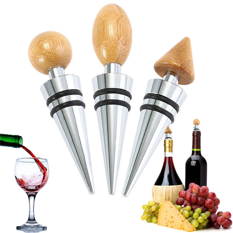 Dop pentru sticla de vin din bambus, metal, strasuri, instrumente de bar, accesorii, dop de vin, dopul pentru sticla sigilat în vid, livrare picătură