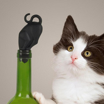 Πώμα φιάλης κρασιού Επαναχρησιμοποιήσιμη ποιότητα τροφίμων καλής απόδοσης σφράγισης Αδιάβροχη σιλικόνη Lovely Cat Bottle Sealing Plug Προμήθειες σπιτιού