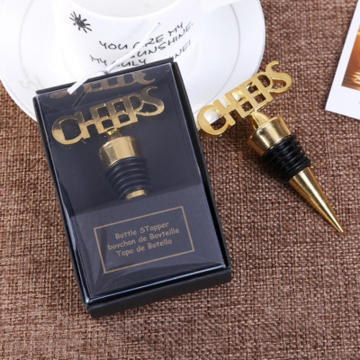 Kreatív CHEERS Shape Bordugók Cink ötvözet Arany Ünnepi bankett Ajándékok Kis Esküvői Szívesség Vendégeknek Bortartozékok