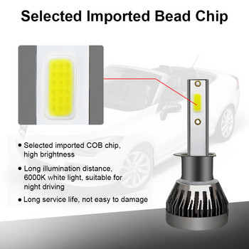 Ανθεκτική λάμπα προβολέα υψηλής ισχύος διπλής όψης Φωτισμός 360 μοιρών Led Headlight Bulb H1 Αξεσουάρ αυτοκινήτου Cob Bulb Universal