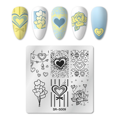 Mtssii Kvadratni okrugli tanjuri za utiskivanje noktiju Cvijeće bundeve Životinjski tropski geometrijski uzorak Slike za nokte Predlošci za pečate od čipke