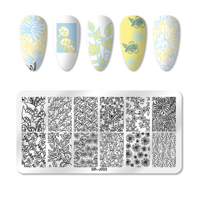 Mtssii Kvadratni okrugli tanjuri za utiskivanje noktiju Cvijeće bundeve Životinjski tropski geometrijski uzorak Slike za nokte Predlošci za pečate od čipke
