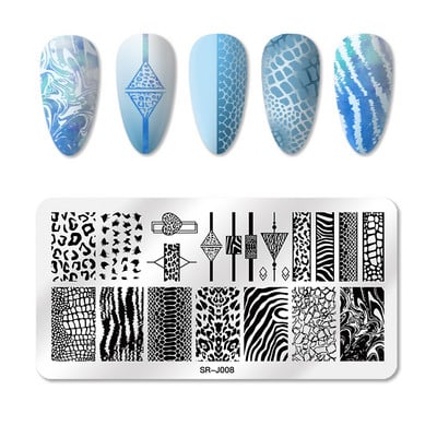 Mtssii Kvadratni okrugli tanjuri za utiskivanje noktiju Cvijeće bundeve Životinjski tropski geometrijski uzorak Slike za nokte Predlošci za pečate od čipke