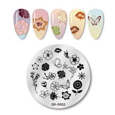 Mtssii Kvadratni okrugli tanjuri za utiskivanje noktiju Cvijeće bundeve Životinjski tropski geometrijski uzorak Slike za nokte Predlošci za pečate od čipke