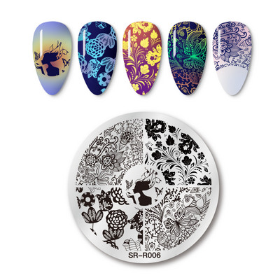 Mtssii Kvadratni okrugli tanjuri za utiskivanje noktiju Cvijeće bundeve Životinjski tropski geometrijski uzorak Slike za nokte Predlošci za pečate od čipke