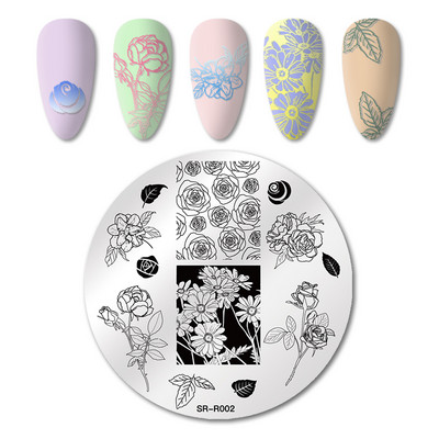 Mtssii Kvadratni okrugli tanjuri za utiskivanje noktiju Cvijeće bundeve Životinjski tropski geometrijski uzorak Slike za nokte Predlošci za pečate od čipke