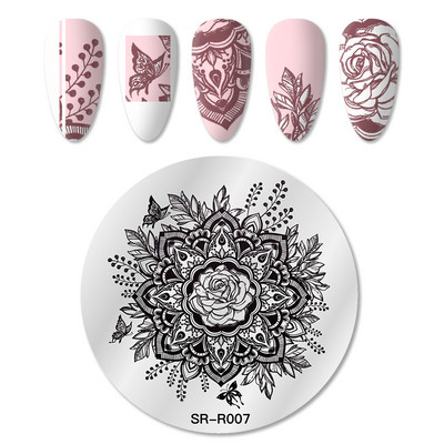 Mtssii Kvadratni okrugli tanjuri za utiskivanje noktiju Cvijeće bundeve Životinjski tropski geometrijski uzorak Slike za nokte Predlošci za pečate od čipke