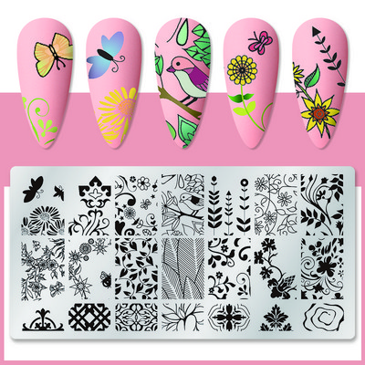 Mtssii Kvadratni okrugli tanjuri za utiskivanje noktiju Cvijeće bundeve Životinjski tropski geometrijski uzorak Slike za nokte Predlošci za pečate od čipke