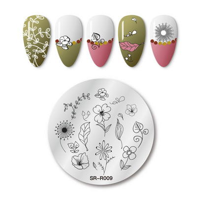 Mtssii Kvadratni okrugli tanjuri za utiskivanje noktiju Cvijeće bundeve Životinjski tropski geometrijski uzorak Slike za nokte Predlošci za pečate od čipke