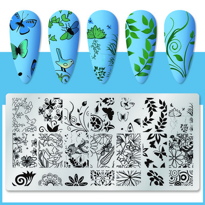 Mtssii Kvadratni okrugli tanjuri za utiskivanje noktiju Cvijeće bundeve Životinjski tropski geometrijski uzorak Slike za nokte Predlošci za pečate od čipke