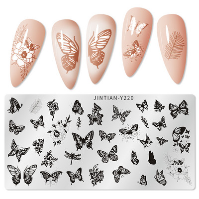 Mtssii Kvadratni okrugli tanjuri za utiskivanje noktiju Cvijeće bundeve Životinjski tropski geometrijski uzorak Slike za nokte Predlošci za pečate od čipke